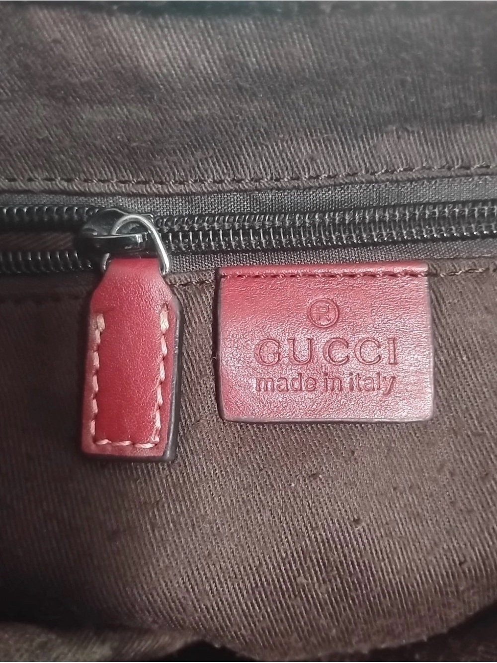 Gucci Beige GG Canvas Crossbody Bag with Burgundy Trim and Striped Strap - Picture 10 of 15